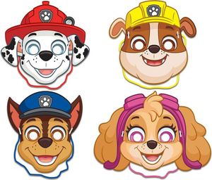 4 Gesichtsmasken Paw Patrol 4f Pappe ø 20cm