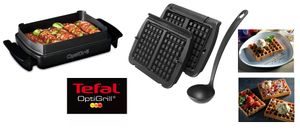 Tefal Waffelplatten mit Kelle XA7238 + Snacking-Backingschale 1,6L XA 7258 für Optigrill+ & Elite Modelle