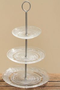 Boltze Etagere Relief 3er Höhe 35cm Glas klar