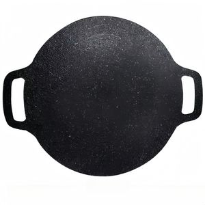 Grillbackschale Freien,Nicht-Stick-Beschichtung Fritting-Pfanne,Koreanische Grillpfanne,Partyreisen Außenbereich,Rundes Backblech,Doppelgriffe,30cm
