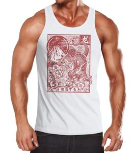 Herren Tank-Top Drache Dragon Asien Schriftzeichen Tattoo Kunst Muskelshirt Muscle Shirt Neverless® weiß XL