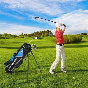 COSTWAY 10-teiliges Kinder Golfschläger Set mit Fairway-Holz | Eisen 7, 9 & Putter, Golfset für Kinder von 8 bis 10 Jahren (M)