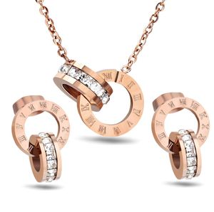 Schmuckset Halskette 1 paar Ohrringe mit Gravur Geschenk Valentinstag Rosegold