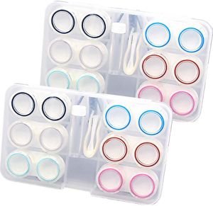 Kontaktlinsenetui, tragbares 2er-Pack, klares Kontaktlinsenetui, Kontaktlinsenhalter Behälter Einweich-Aufbewahrungskit für Reisen und zu Hause
