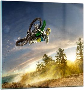 Bilder auf glas - Motorrad Extrem Spaß Wettbewerbe - 30x30cm - Glasbilder - Wandbilder - Kunstdruck - zum Aufhängen bereit - Wanddekoration aus Glas - Glas Bilder - Wandbild auf Glas - GAC30x30-2854