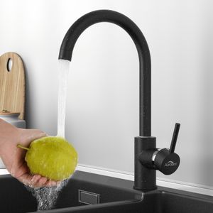 Hochdruck Küchenarmatur Spültischarmatur mit 360° Schwenkbereich Hoher Auslauf Einhebelmischer Wasserhahn Mischbatterie für Küche, Schwarz