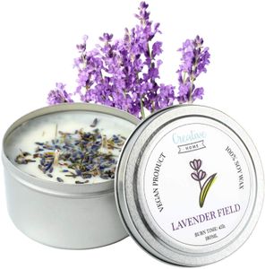 Creative Home Lavendel Soja-Wachs Duft-Kerzen | 45 Stunden Brenndauer | 100 % Vegan in Dose | 180 ml Bio Aromatische Öle | Handgemacht | Perfekt als Entspannungs Deko oder Geschenk