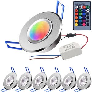 6Pc 3W Led Einbaustrahler Flach RGB 230V Led Spots Strahler Spots Deckenleuchte Einbauleuchte Silber Deckenstrahler 16 Lichtfarben Deckeneinbauleuchte