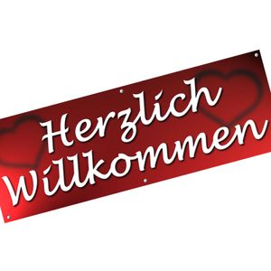 Spannbanner Banner Werbebanner Herzlich Willkommen 200 x 70 cm