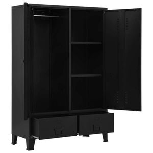 vidaXL Kleiderschrank Industrial Schwarz 90x40x140 cm Stahl