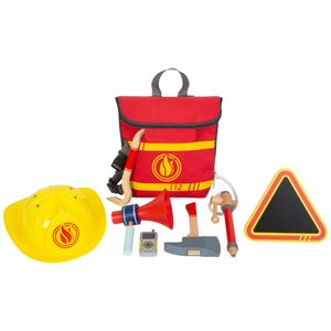 Small Foot Feuerwehr-Rucksack mit Feuerwehr-Motiven aus Holz, 8-tlg.