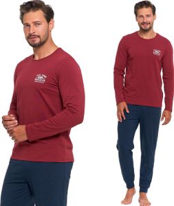 Moraj Herren langer Schlafanzug Pyjama Nachtanzug Baumwolle 5100-008, Rot, 4XL