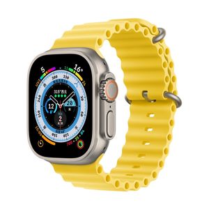 Sport Ersatz Armband für Apple Watch Ultra 49mm Silikon Band Loop, Farbe:Gelb