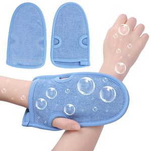2 Stück Peeling Handschuhe, Körperpeeling Handschuh für Duschen, Körper Peeling, Durchblutung -blau