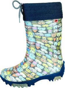 Bockstiegel Kinder Gummistiefel Leon Transparent mit Innenstrumpf mit Tierköpfen-Print - Regenstiefel für Mädchen und Jungen in Transparent-Multi Größe 30-31