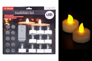 LED Teelichter 10er-Set mit Fernbedienung flackernde Kerze inkl. Knopfzelle