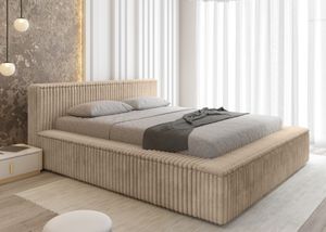 QUARTO  Polsterbett MELODY 140x200cm Doppelbett mit Lattenrost und Bettkasten (beige)