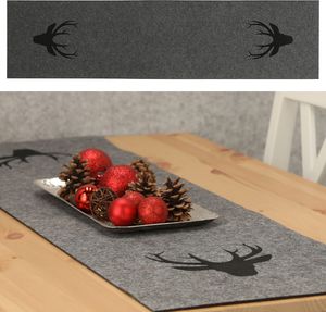Tischläufer Filz Hirschmotiv 30x120cm dunkelgrau Läufer Tischauflage Spruchdecke Tischdecke
