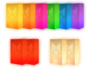 Lichttüten Candle Bags 10er Set - bunte Farben, Modell wählen:Tauben Herz