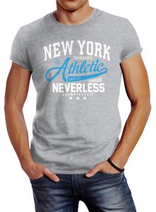 Herren T-Shirt New York Athletic Slim Fit Neverless® grau M