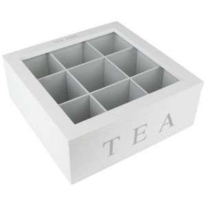 Teebox 9 Fächer Tea Time Teekiste Tee Dose Kiste Teekasten Teedose Teebeutelbox Teebeutelkiste
