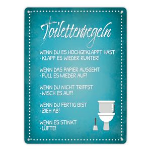 Metallschild XL mit Spruch: Toilettenregeln Schild Blechschild Aluminiumschild