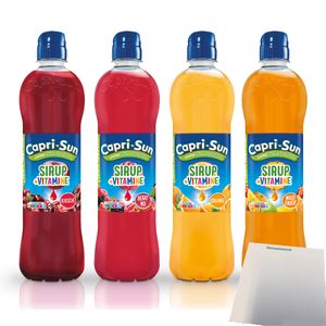 Capri Sun Sirup + Vitamine Testpaket 7 (je1x600ml Flasche Orange, Multi Fruits, Kirsche, Berry Mix)