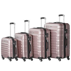 Sada kufrov Zelsius 4 kusy, ružová farba, tvrdý kufor ABS s kombinačným zámkom a vnútornou priehradkou