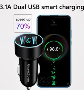 GraviZone Zigarettenanzünder 2 USB Ladegerät KFZ LKW Auto Ladeadapter Handy IPhone Huawei