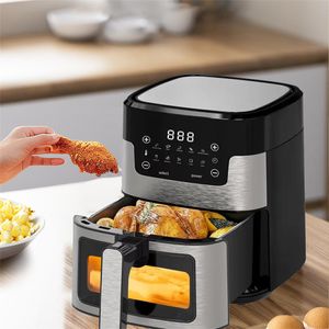 Kompaktfriteusen 5L Mini Backofen Sichtbares Airfryer mit Touch-Screen Heißluftfritteuse  mit 10 automatische Menüs Einstellbare Zeit/Temperatur