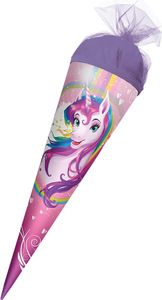 ROTH Geschenk-Schultüte Einhornportrait 35 cm klein - rund Tüllverschluss - Zuckertüte Einhorn ROTH Geschenk-Schultüte Einhornportrait 35 cm klein - rund Tüllverschluss - Zuckertüte Einhorn