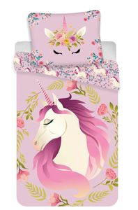Jednorożec Unicorn dwustronna pościel poduszka kołdra 135/140x200 cm różowy