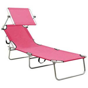 vidaXL Klappliege mit Sonnendach Stahl Rosa vidaXL Klappliege mit Sonnendach Stahl Rosa