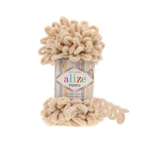 Alize Puffy PREMIUM Wolle Fingerstrick-Wolle, Schlaufenwolle, Chenille Garn, 100gr, 310 - Honig