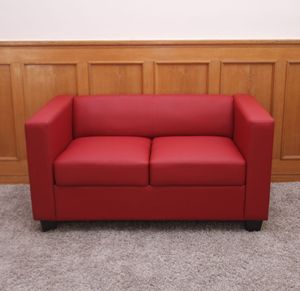 2er Sofa Couch Loungesofa Lille  Kunstleder, rot