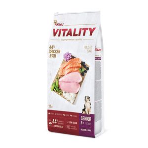 Akinu VITALITY Kuřecí & rybí granule krmivo pro seniorní psy středně velkých / velkých plemen 12 kg Akinu VITALITY Kuřecí & rybí granule krmivo pro seniorní psy středně velkých / velkých plemen 12 kg
