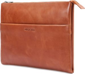 NEGOTIA Alpha - Laptop Folio 14 Inch - kožené puzdro na notebook 14'' MacBook Pro a Air 13,3 Inch - taška na notebook - hnedá