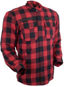 Herren Motorrad Hemd Lumber Jacke Aramid mit Protektoren Wind und Wassersicht(M,Rot)