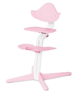 NOMI Hochstuhl - Untergestell Eiche weiß lackiert und Stuhl Pale pink