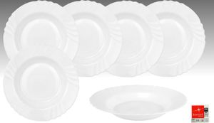6er Set EBRO Suppenteller, tiefer Teller, Essteller, 23,5 cm, 300 ml, Opal-Hartglas