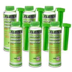 Flotex Katalysator & Lambdasondenreiniger Hybrid, 6 x 250ml Additiv beseitigt Verschmutzungen in Katalysator und Lambdasonde