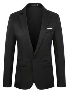 Herren Anzugsakkos Langarmanzug Slim Fit Mantel Einfache Büro Blazer Klassisch Jacke Schwarz,Größe L