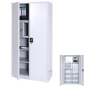 Aktenschrank HWC-L60, Stahlschrank Mehrzweckschrank, Schließfach Kleiderstange abschließbar, Metall 185x90x45cm, grau