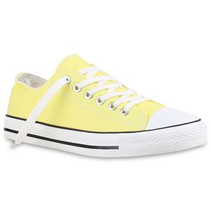 Mytrendshoe Herren Sneakers Sportschuhe Schnürer Freizeitschuhe Textil 814413, Farbe: Gelb, Größe: 36