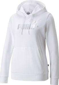 PUMA Ess+ Metallic Logo Hoodie Damen puma white/metallic silver L PUMA Ess+ Metallic Logo Hoodie Damen puma white/metallic silver L