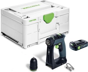 Festool Akku-Bohrschrauber CXS 18-Basic- 3,0 inkl. 3,0 Ah Akkupack, Systainer und Schnellspannbohrfutter, 578063