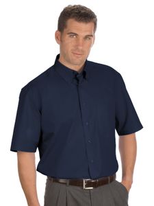 QUALITYSHIRTS Kurzarm Uni Hemd Button Down - Gr. 3XL (47/48) - dunkelblau