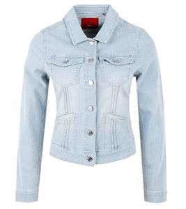 s.Oliver Jeans-Jacke angesagte Damen Frühlings-Jacke mit Streifenmuster Blau/Weiß, Größe:42