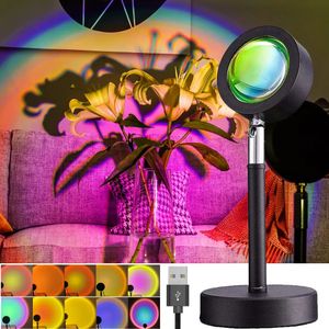 4 in 1 Sonnenuntergang Projektor Regenbogen Lampe USB LED Nachtlicht für Home Party Atmosphäre Deko