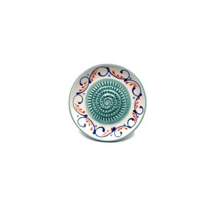Kaladia Keramik Reibeteller handbemalt in Türkis/Weiß - Durchmesser ca. 12cm - spülmaschinengeeignet